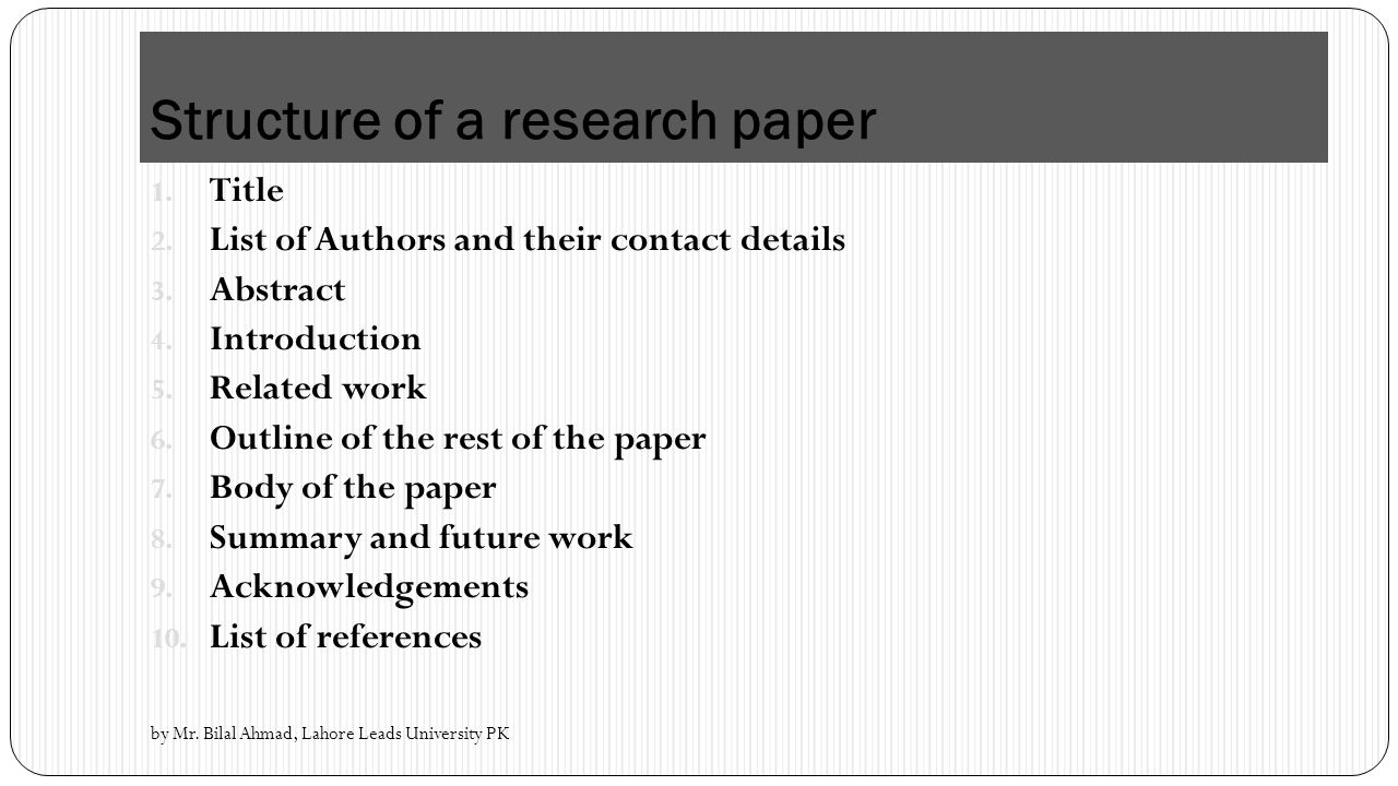 Structure of a research paper