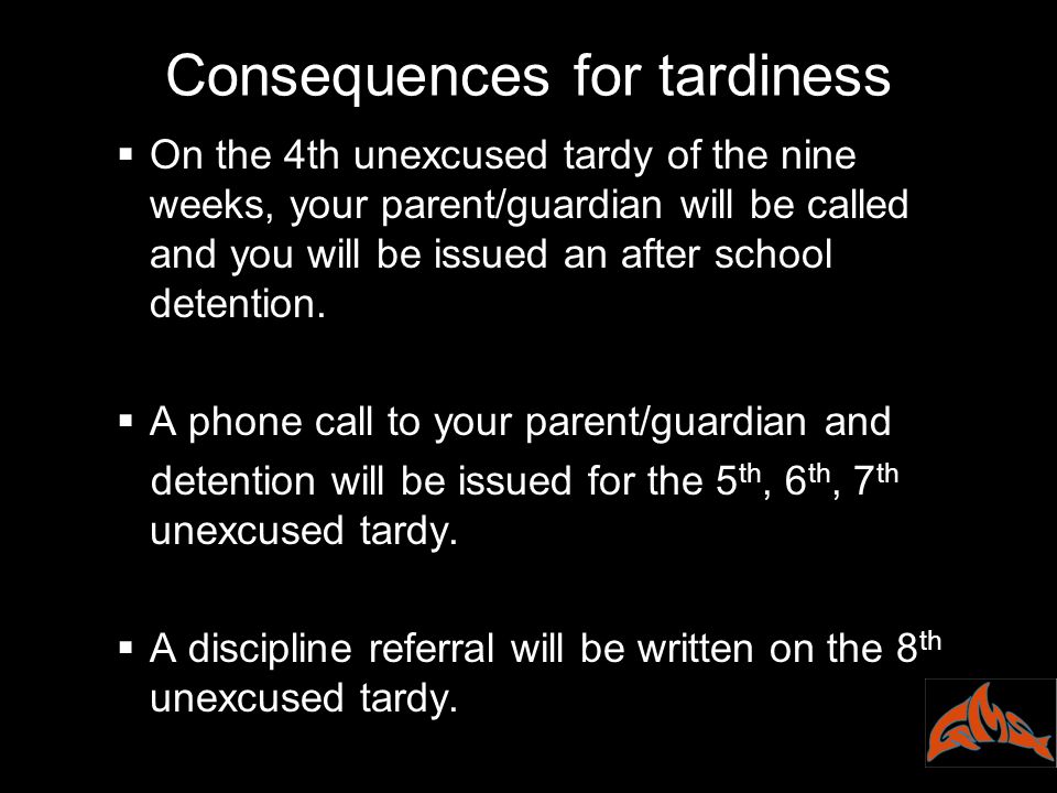 Consequences for tardiness
