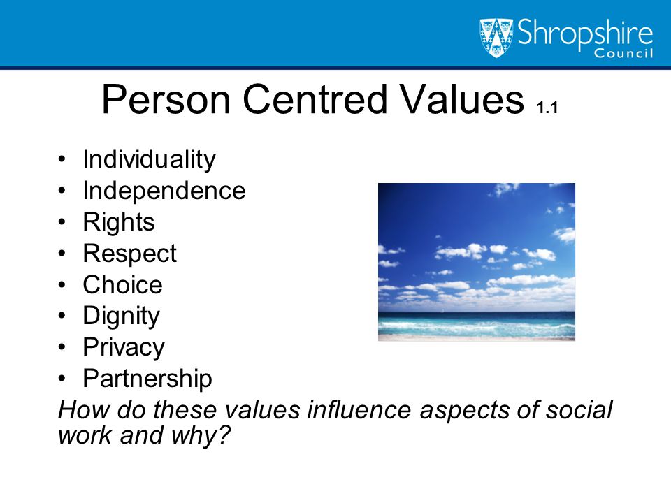 person centred values in health and social care