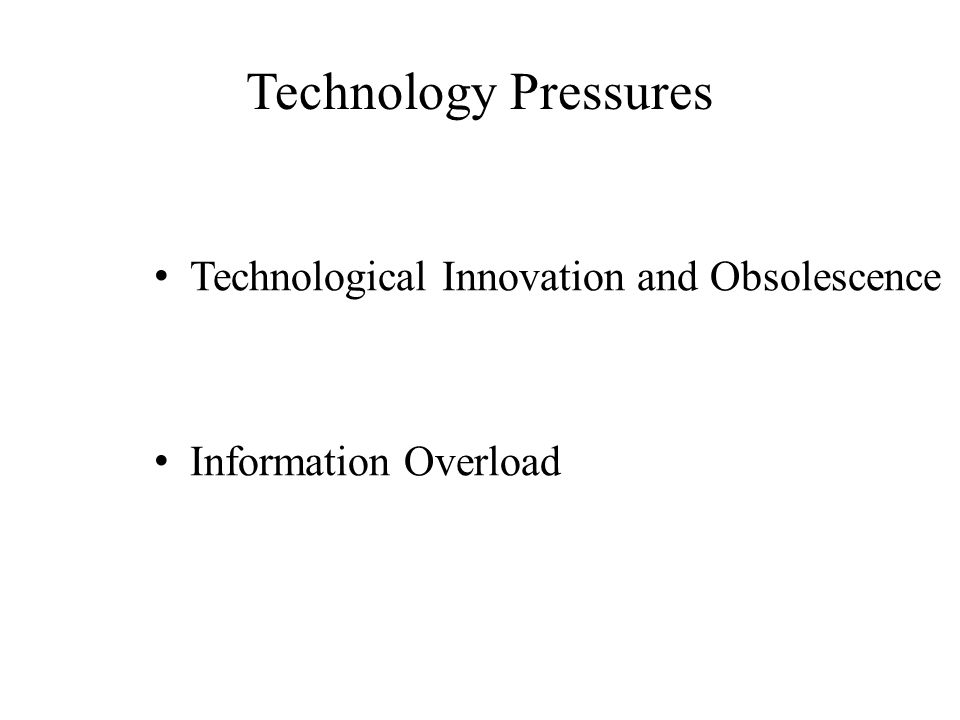 Technology Pressures Technological Innovation and Obsolescence