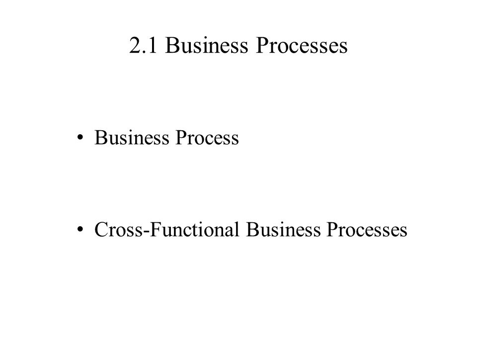2.1 Business Processes Business Process