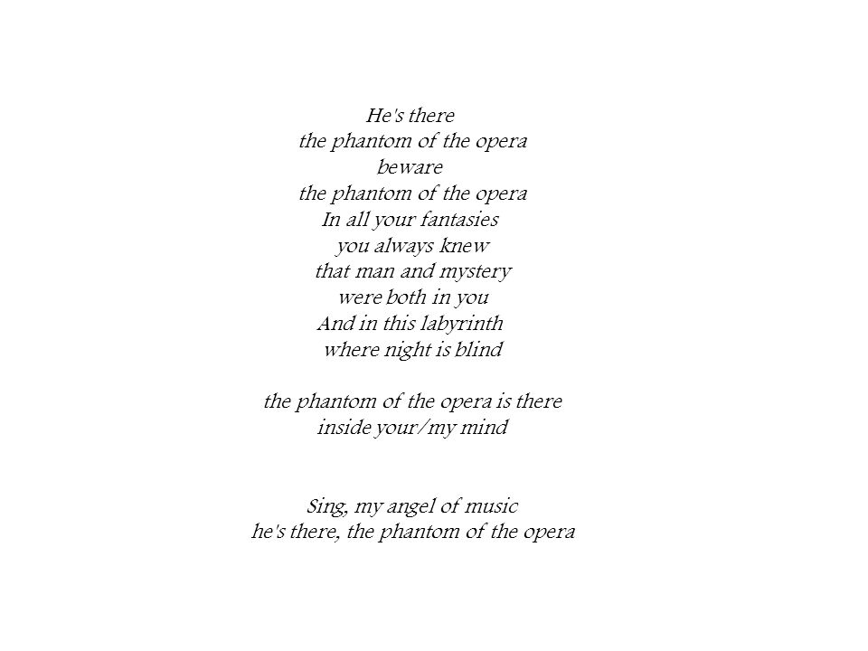 Phantom of the opera lyrics