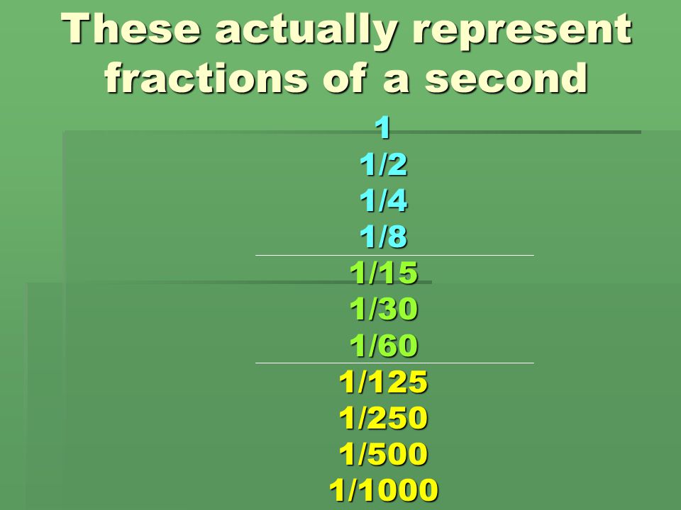 These actually represent fractions of a second