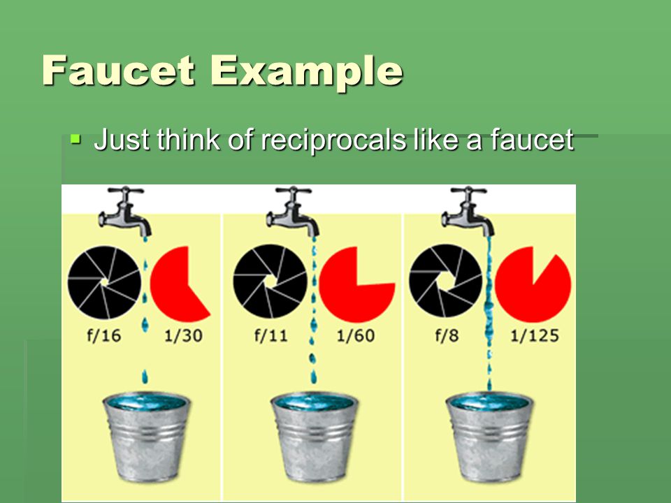 Faucet Example Just think of reciprocals like a faucet