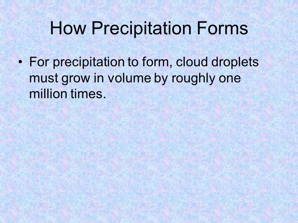 How Precipitation Forms