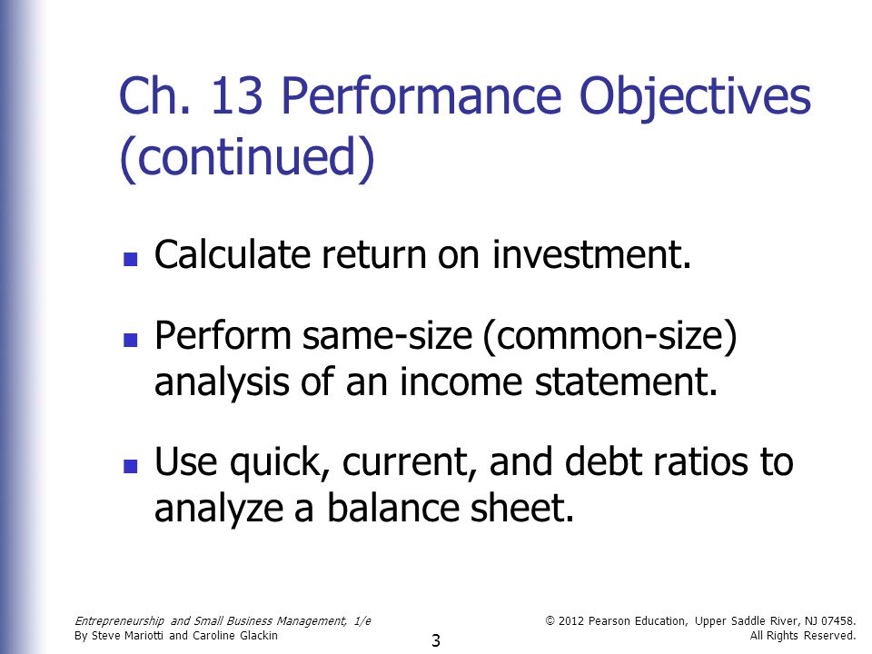 Ch. 13 Performance Objectives (continued)