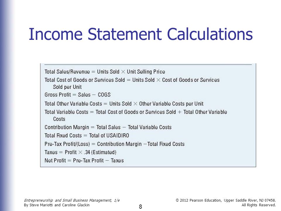 Income Statement Calculations