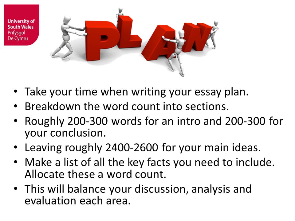 Take your time when writing your essay plan.
