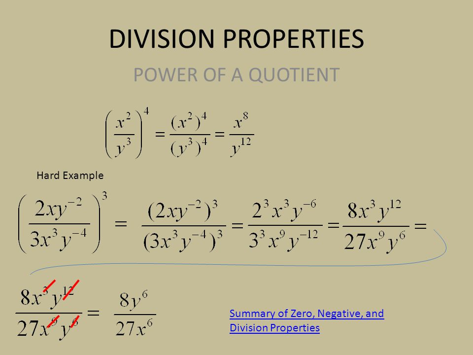 DIVISION PROPERTIES POWER OF A QUOTIENT Hard Example