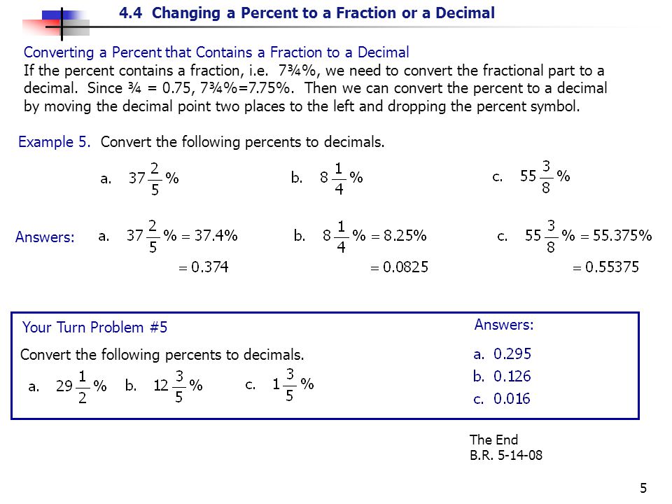 Converting a Percent that Contains a Fraction to a Decimal