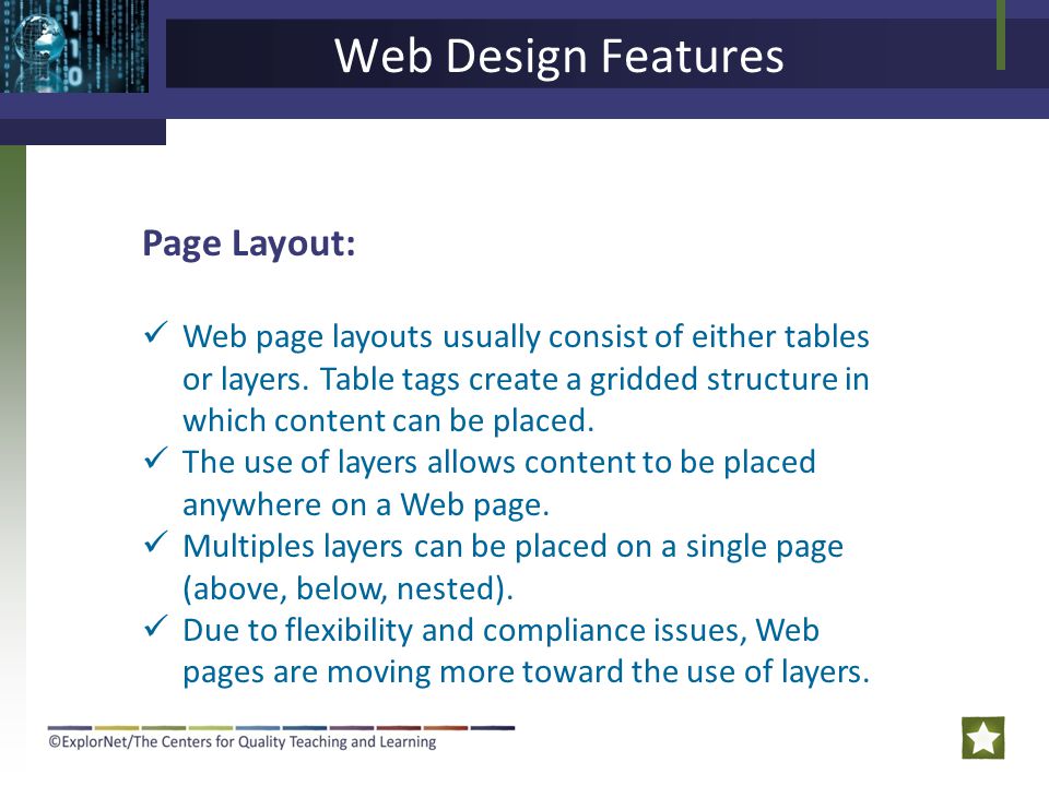 Web Design Features Page Layout: