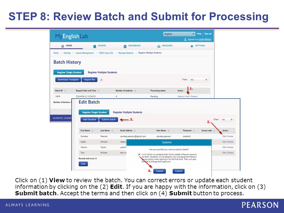 STEP 8: Review Batch and Submit for Processing