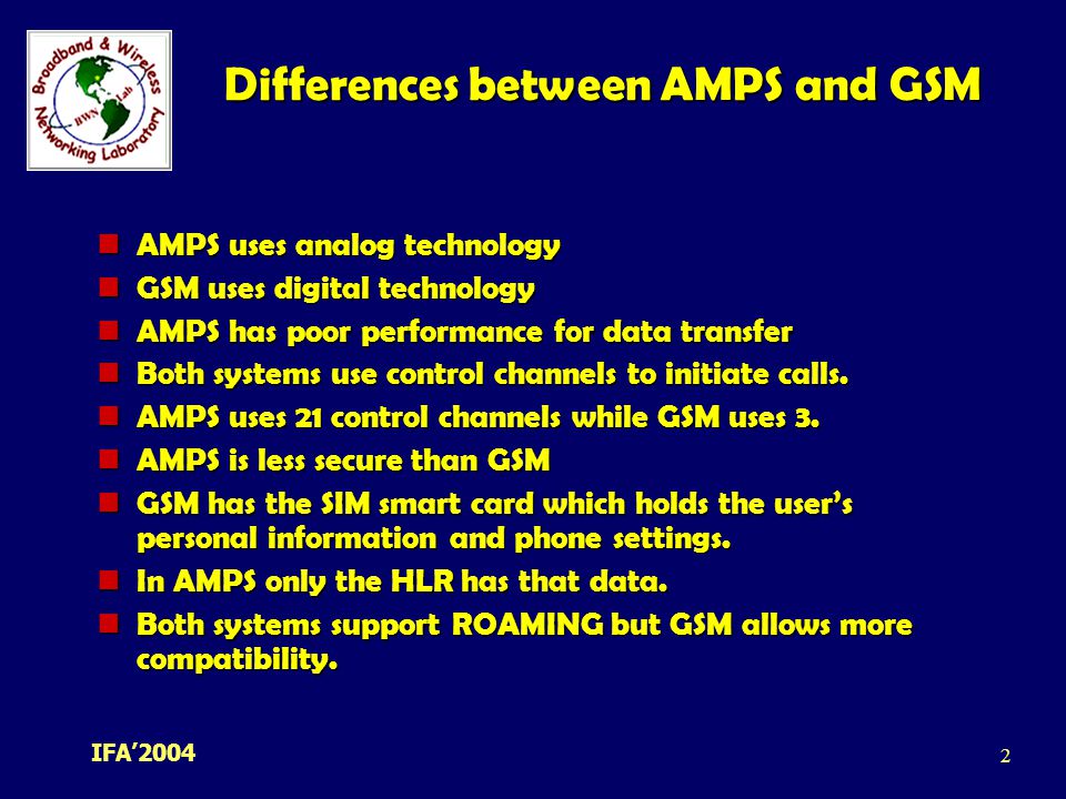 Differences between AMPS and GSM - ppt download
