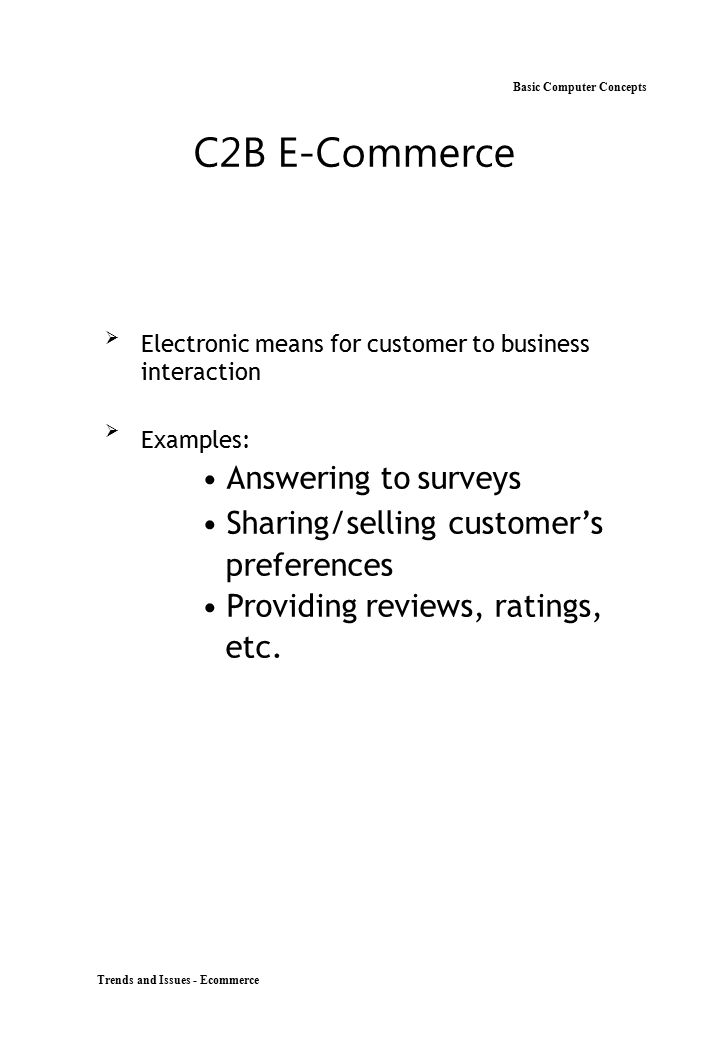 C2B E-Commerce Basic Computer Concepts