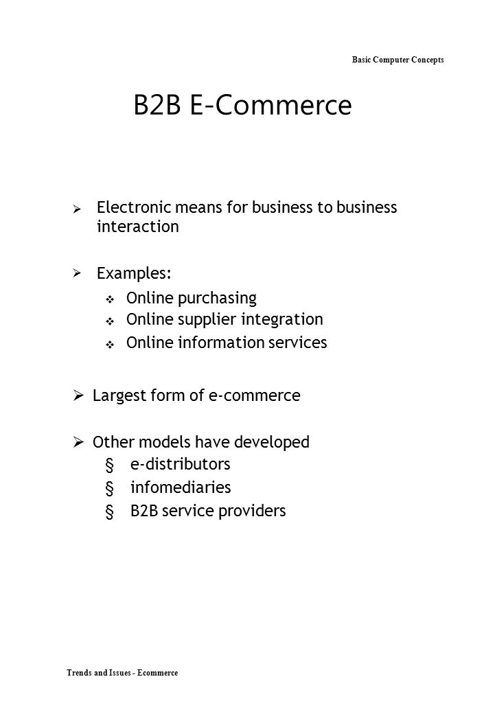 B2B E-Commerce Basic Computer Concepts