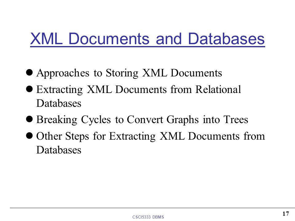 XML Documents and Databases