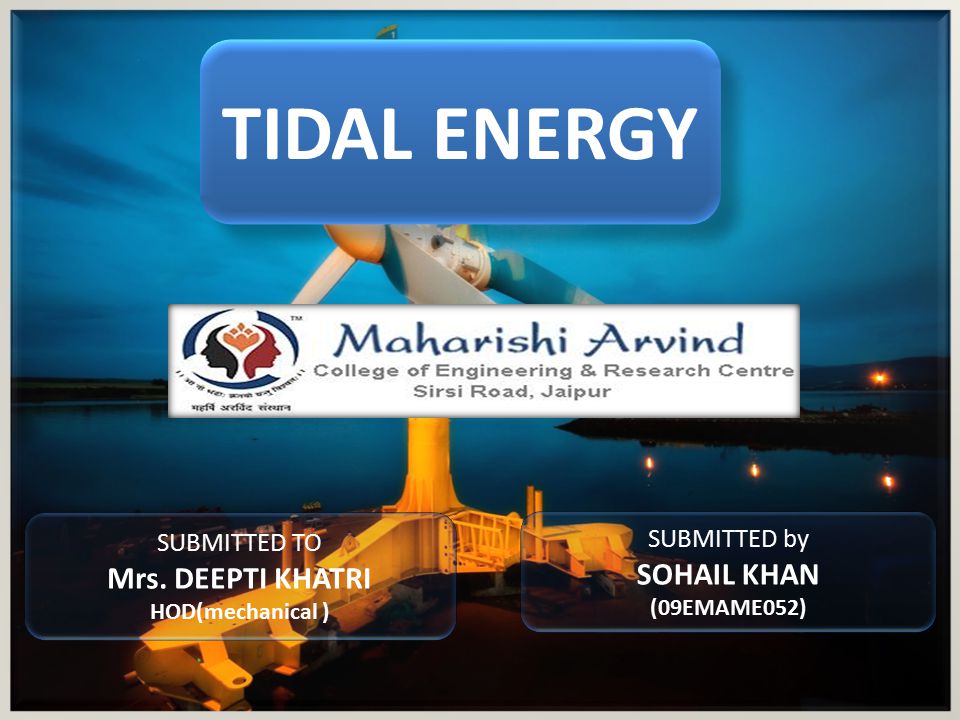 TIDAL ENERGY Mrs. DEEPTI KHATRI SOHAIL KHAN SUBMITTED TO SUBMITTED by