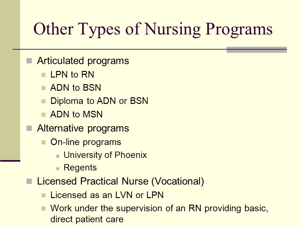 Other Types of Nursing Programs