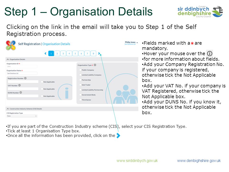 Step 1 – Organisation Details