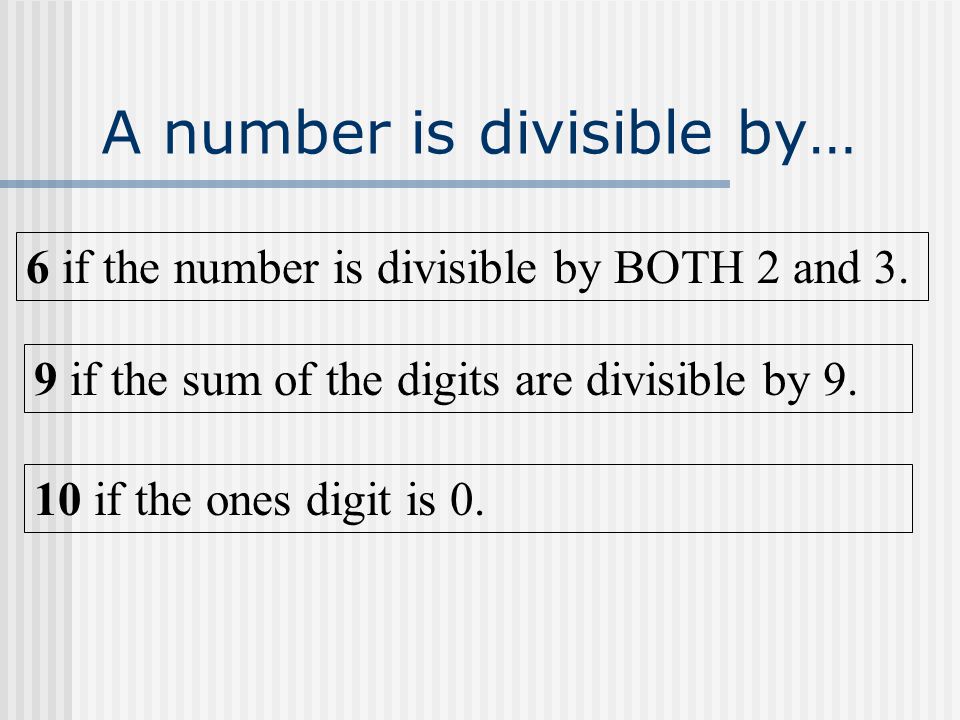 A number is divisible by…