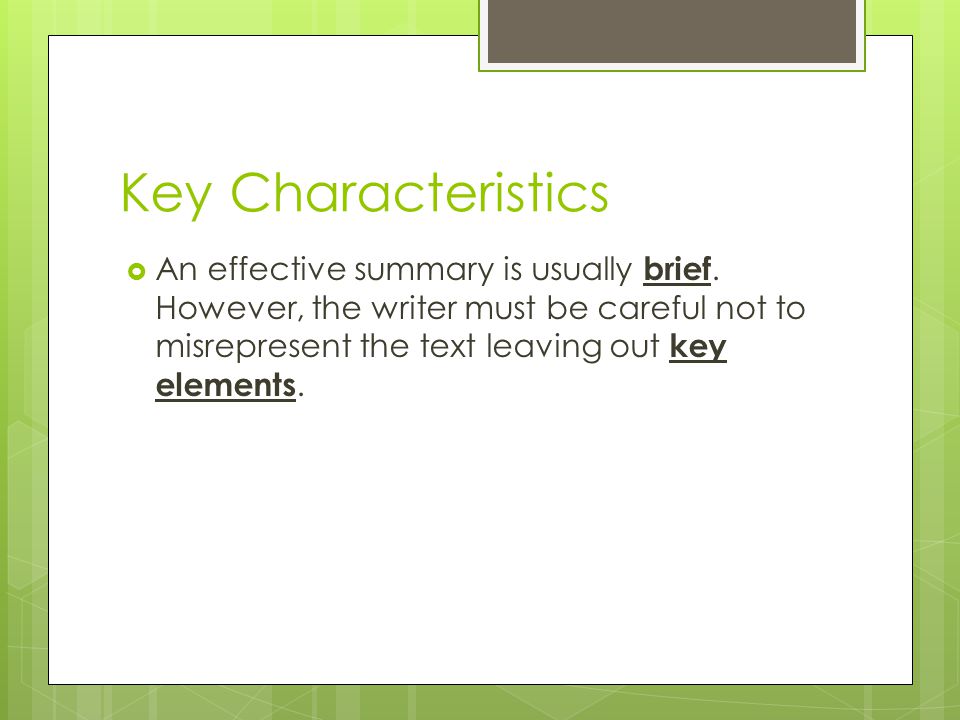 Key Characteristics