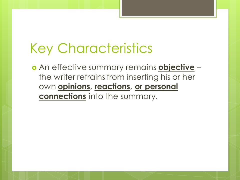 Key Characteristics