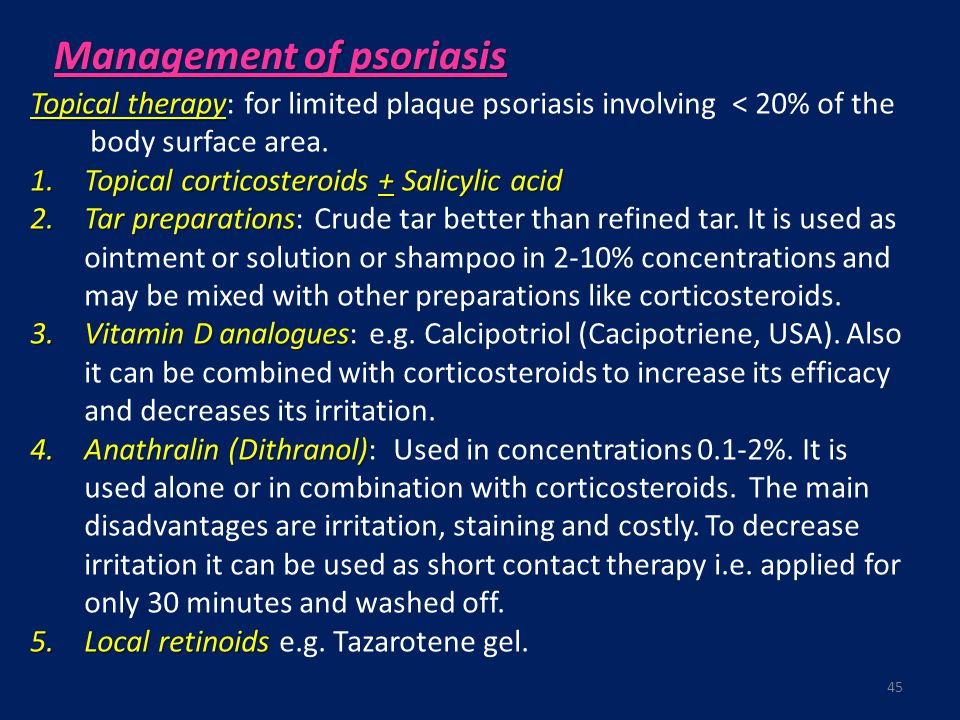 management of psoriasis)