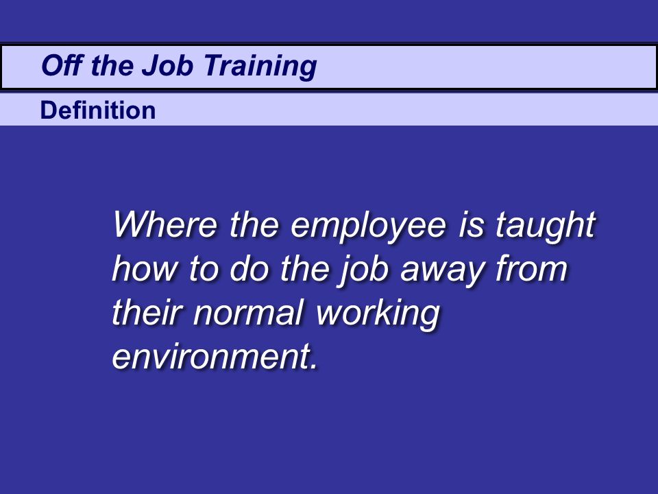 Off the Job Training Definition.