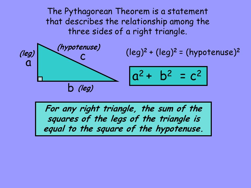 The Pythagorean Theorem is a statement that describes the relationship amon...