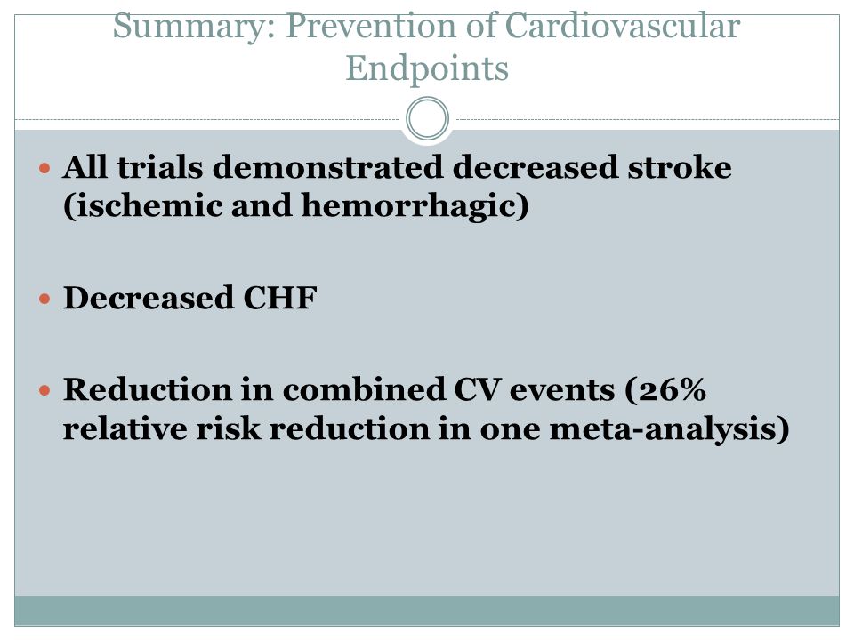 Summary: Prevention of Cardiovascular Endpoints