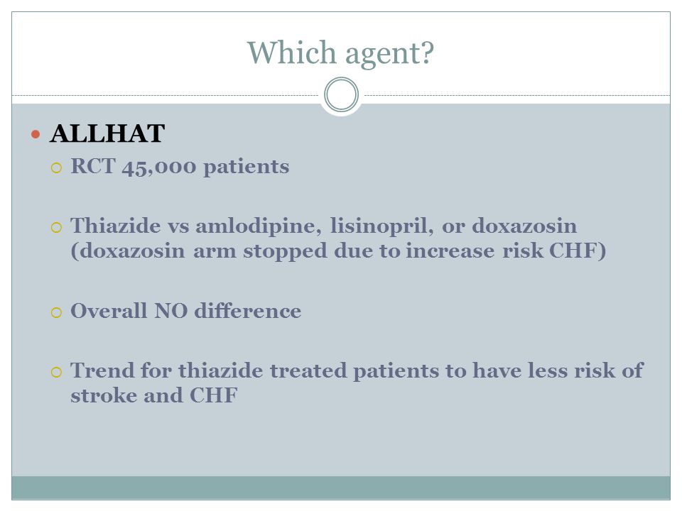 Which agent ALLHAT RCT 45,000 patients