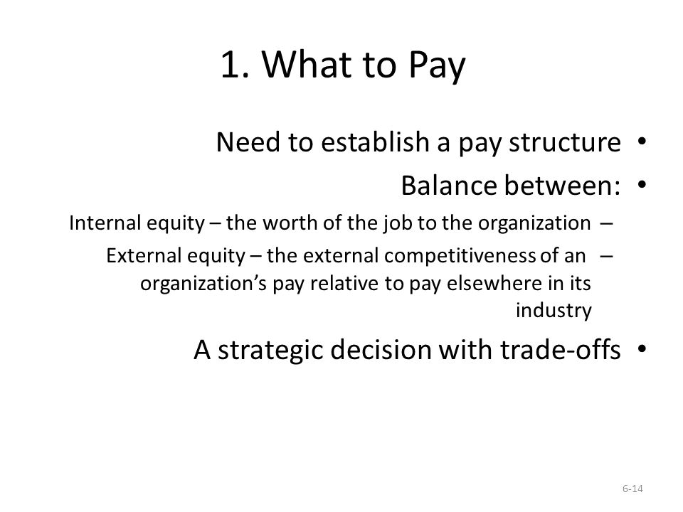 1. What to Pay Need to establish a pay structure Balance between: