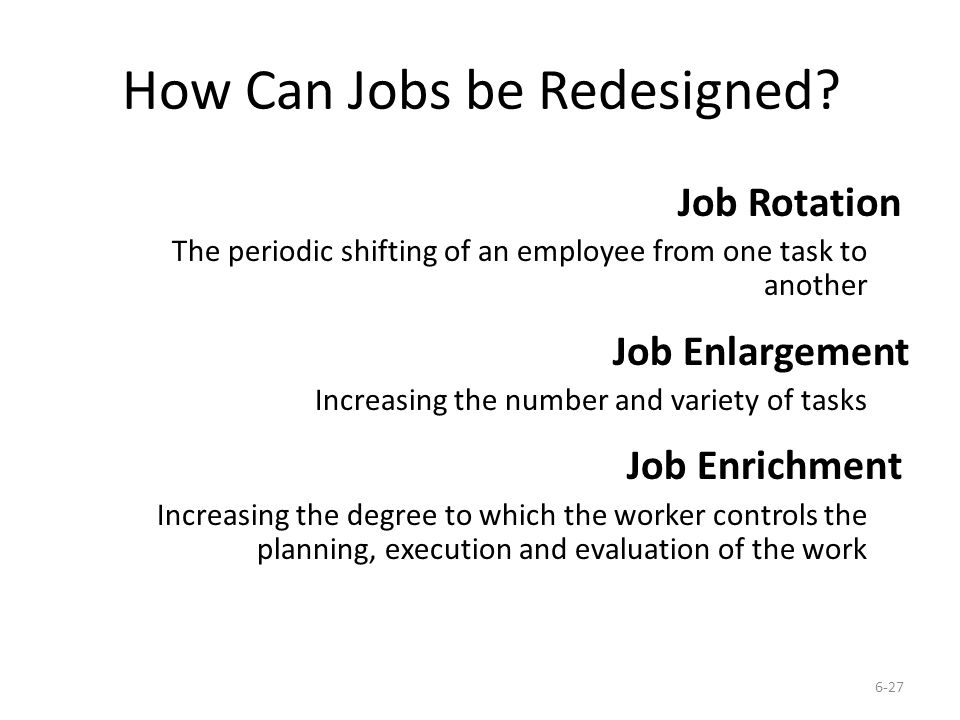 How Can Jobs be Redesigned