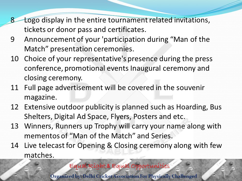 Organized By Delhi Cricket Association For Physically Challenged Ppt Video Online Download