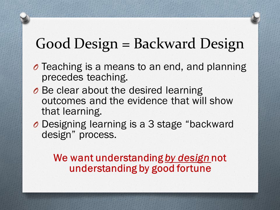 Good Design = Backward Design