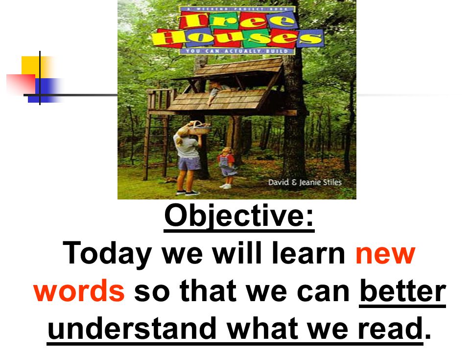 Objective: Today we will learn new words so that we can better understand what we read.