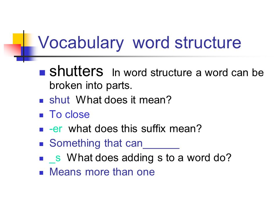 Vocabulary word structure