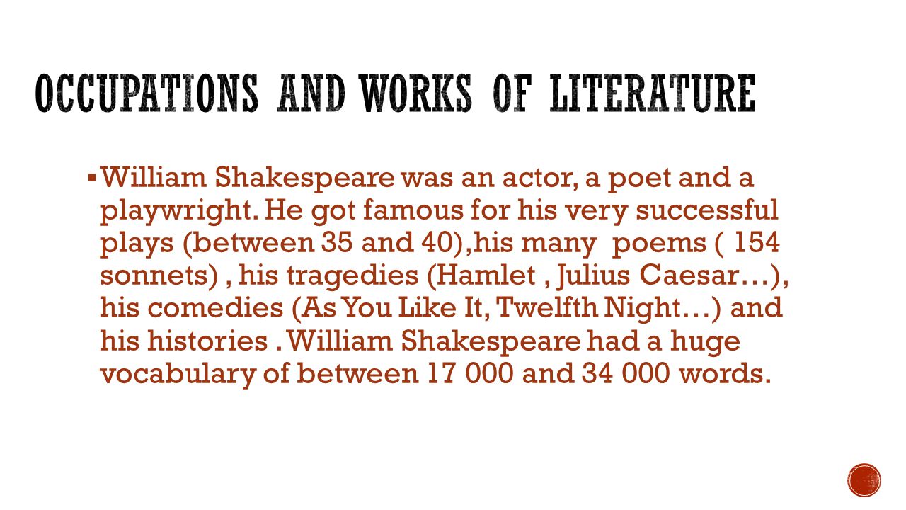 Occupations and works of literature