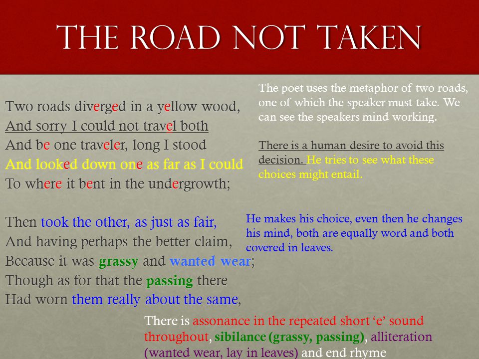 the road not taken figurative language