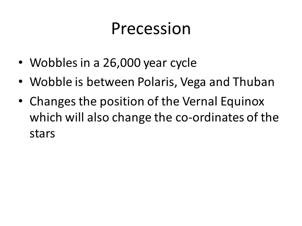 Precession Wobbles in a 26,000 year cycle
