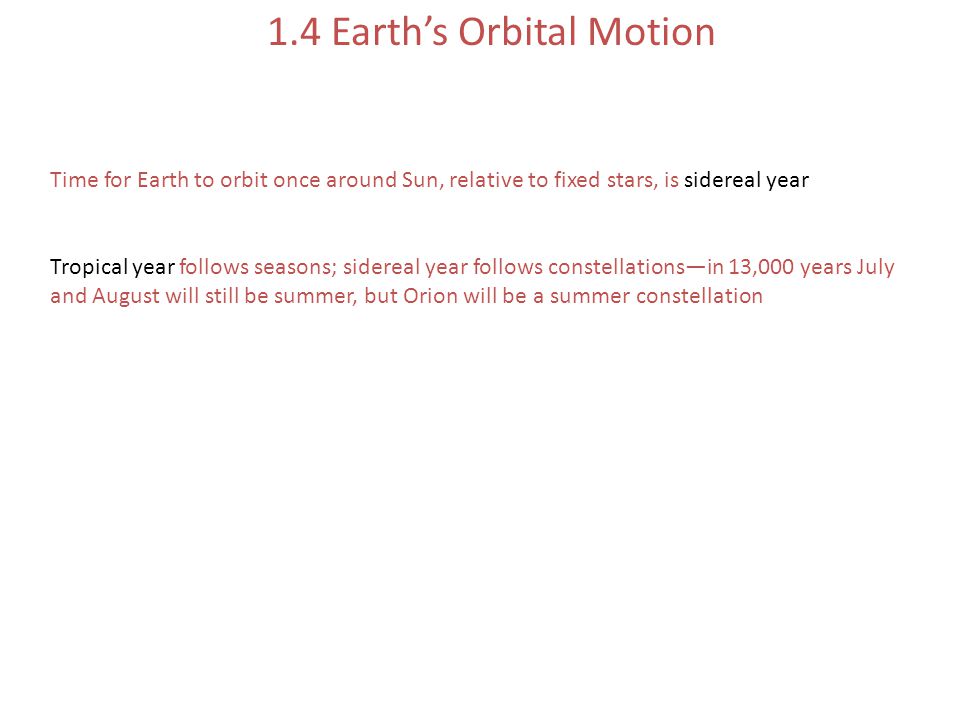 1.4 Earth’s Orbital Motion