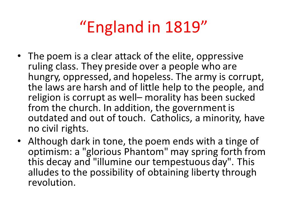 england in 1819 analysis