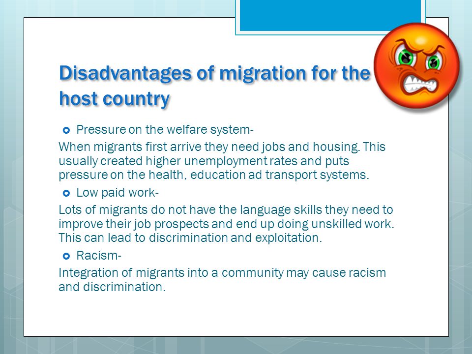 Disadvantages of migration for the host country