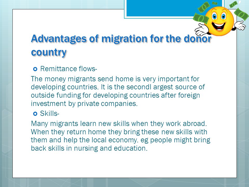 Advantages of migration for the donor country