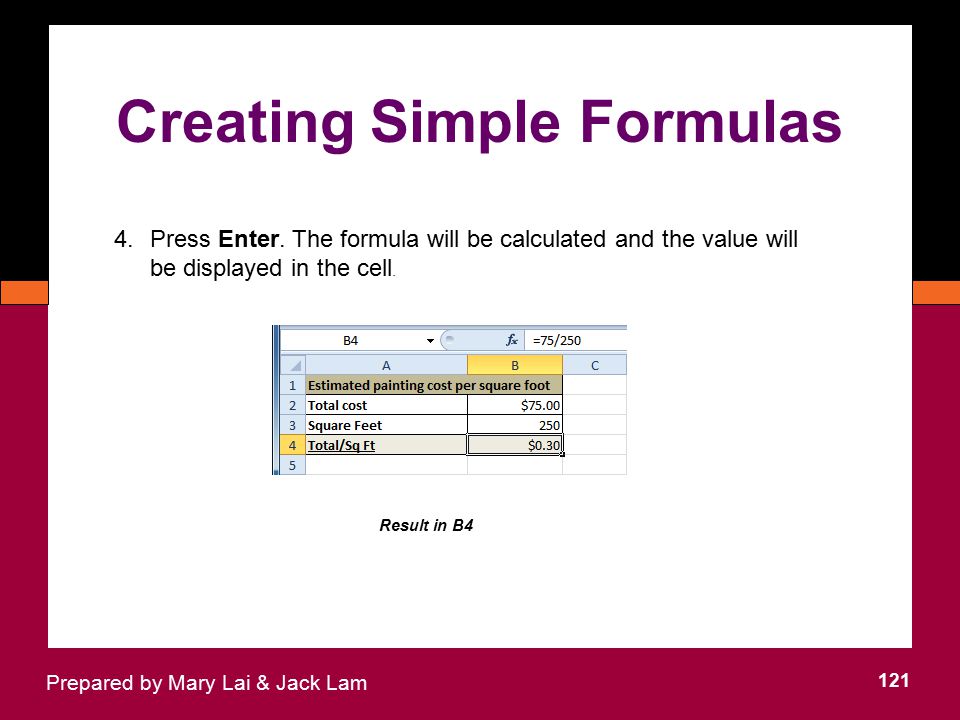 Creating Simple Formulas