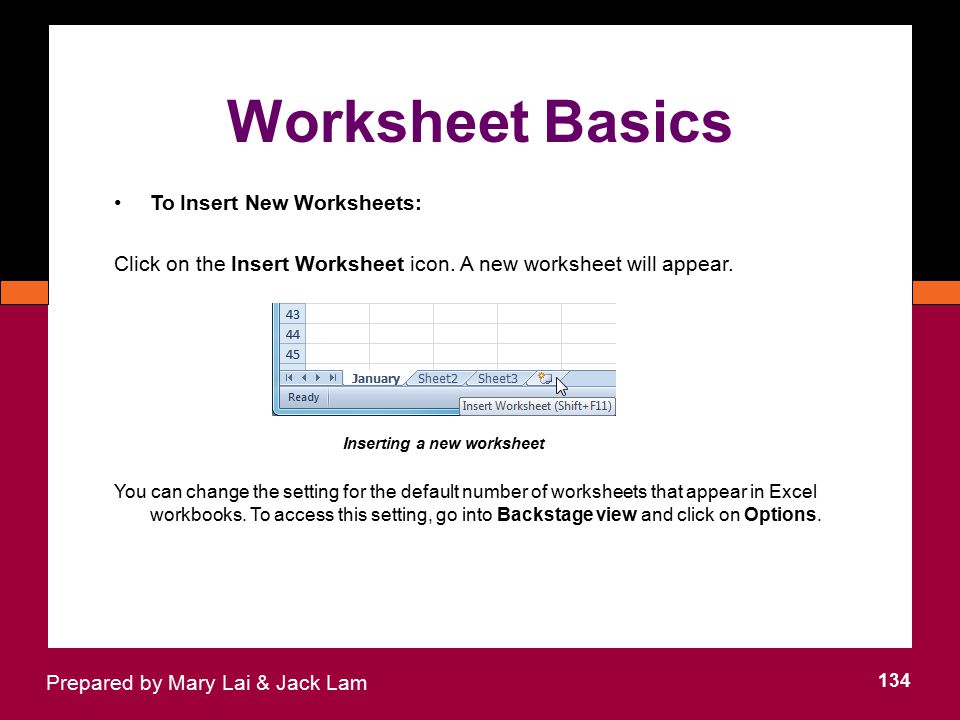 Worksheet Basics To Insert New Worksheets: