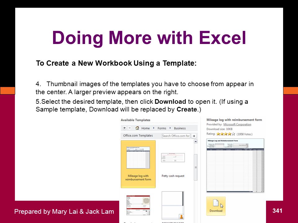 Doing More with Excel To Create a New Workbook Using a Template: