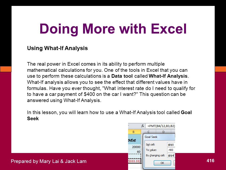 Doing More with Excel Using What-If Analysis