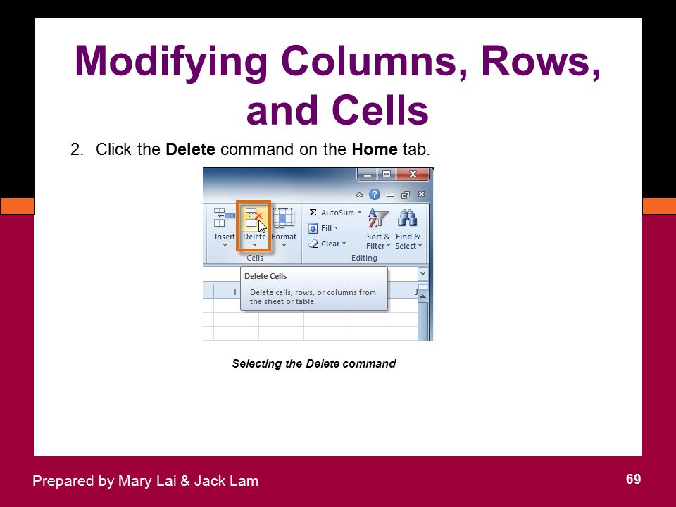 Modifying Columns, Rows, and Cells