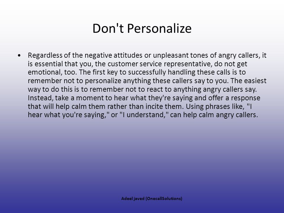 Don t Personalize